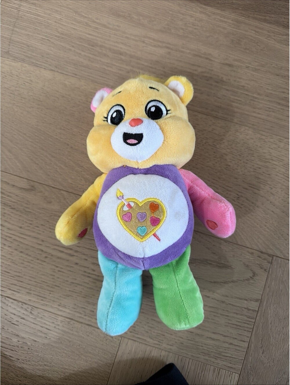 Care Bears 9" Bean Bag Plush Stuffed Animal Work Of Heart Paint Bear Sparkle